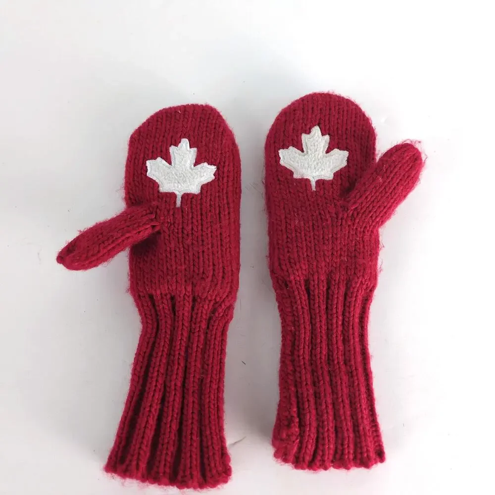 Winter Olympics Vancouver Canada 2010 Red Knit Mittens Youth Size Hudson's Bay